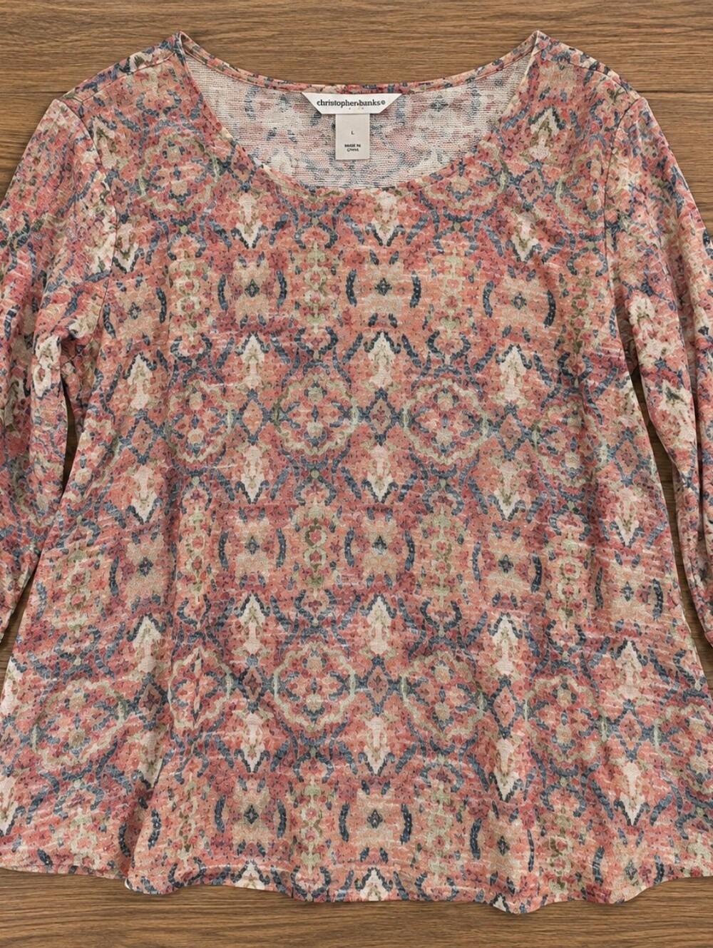 Christopher & Banks Pink Multi-Print Scoop Neck Tunic